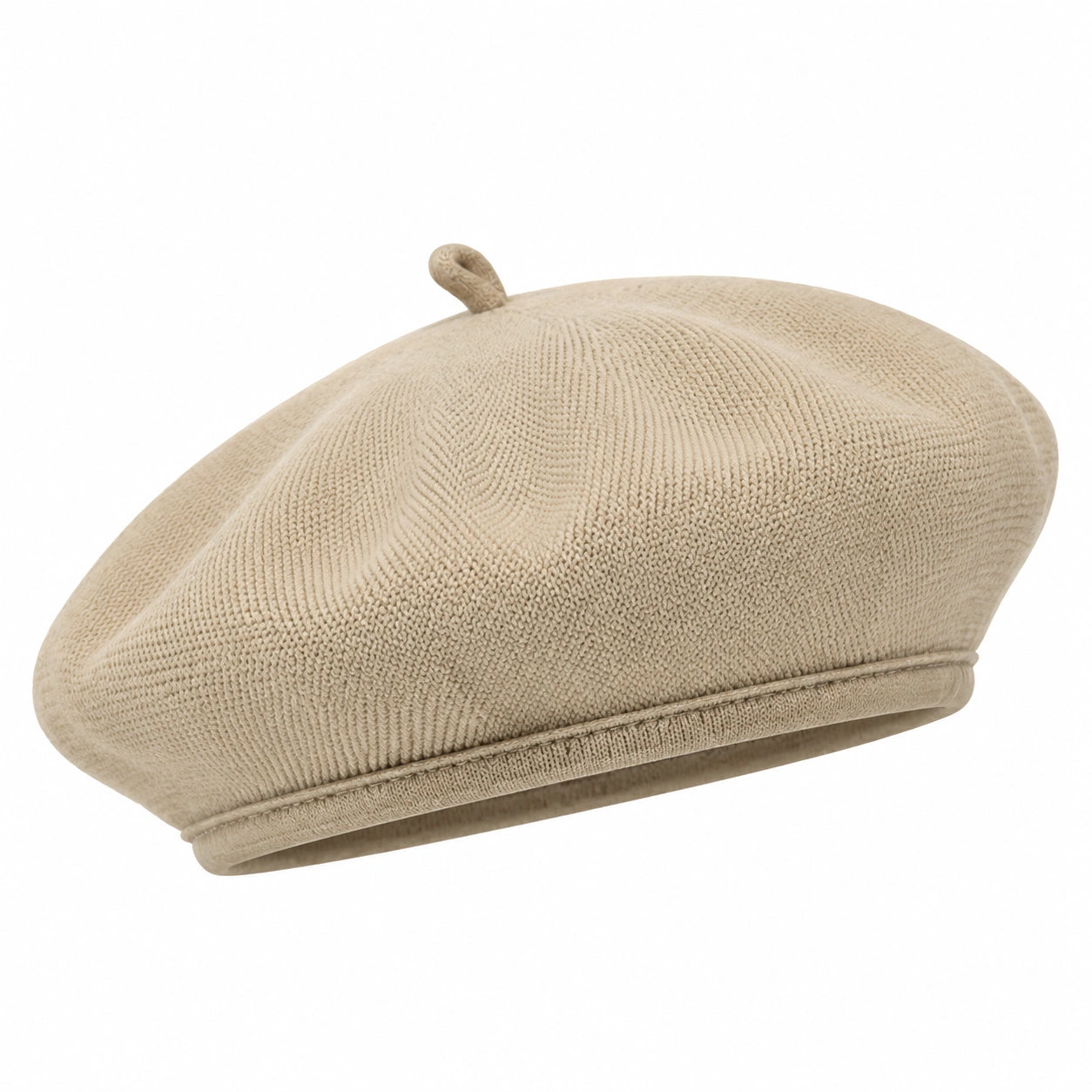 Béret taille unique en tissu texturé beige - style classique