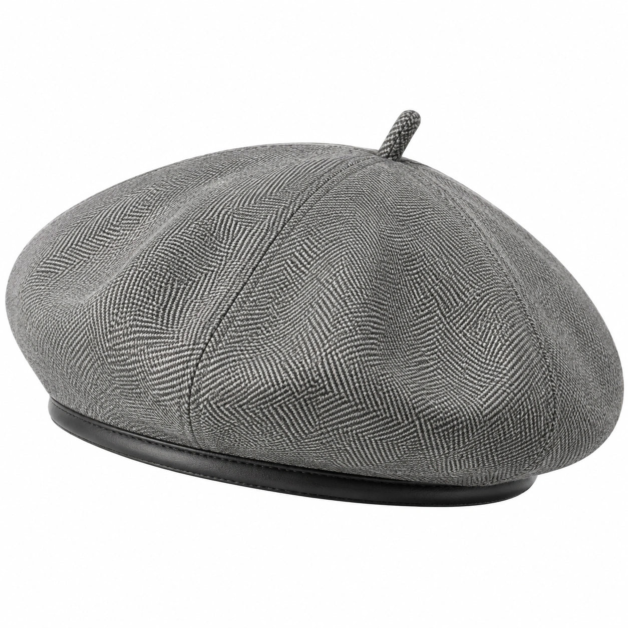 Béret taille unique en textile gris à chevrons style classique