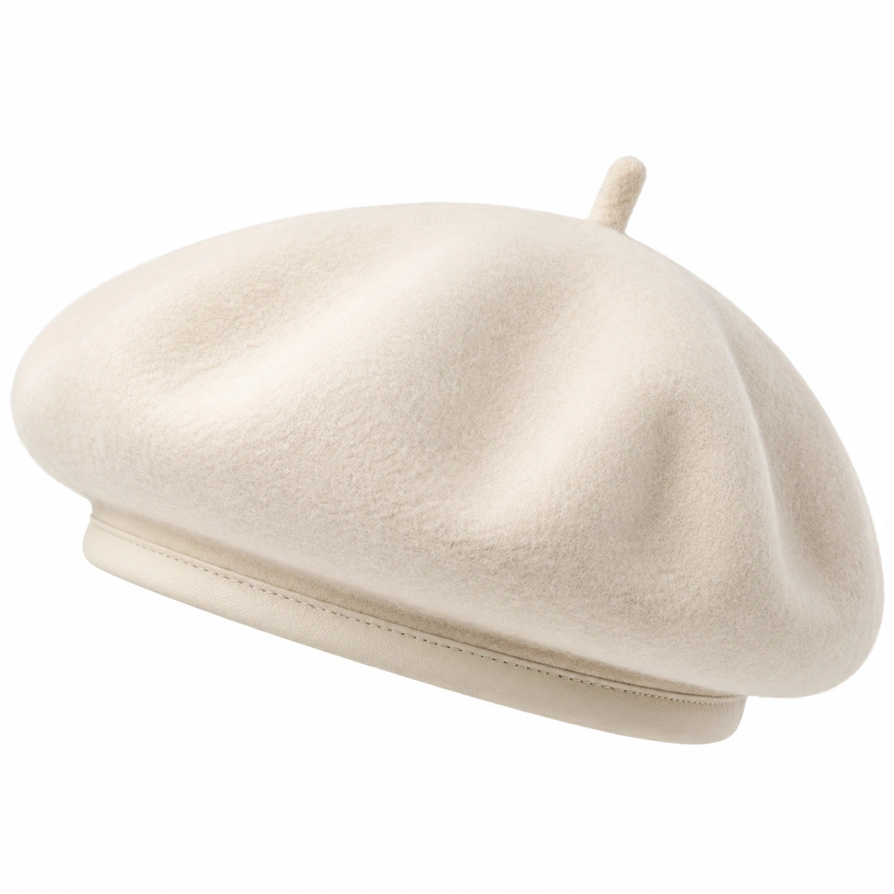 Béret taille unique en feutre beige style classique