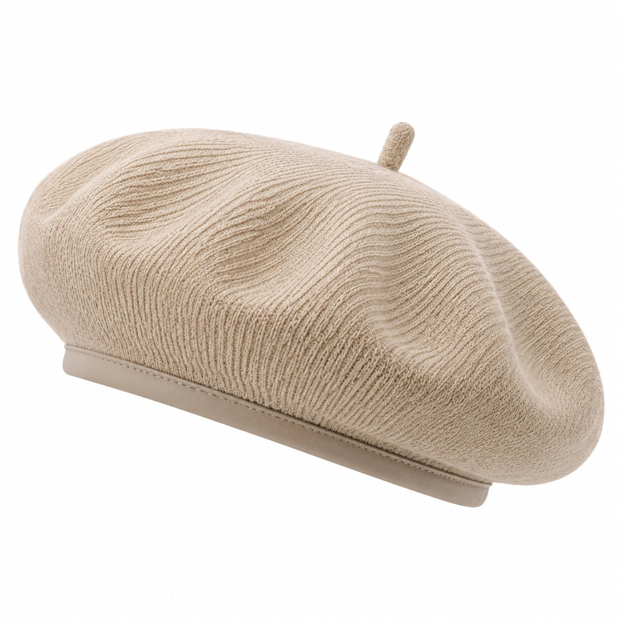 Béret taille unique en tissu texturé beige style décontracté
