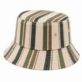 Bob taille unique en textile rayé beige vert marron noir à bords souples