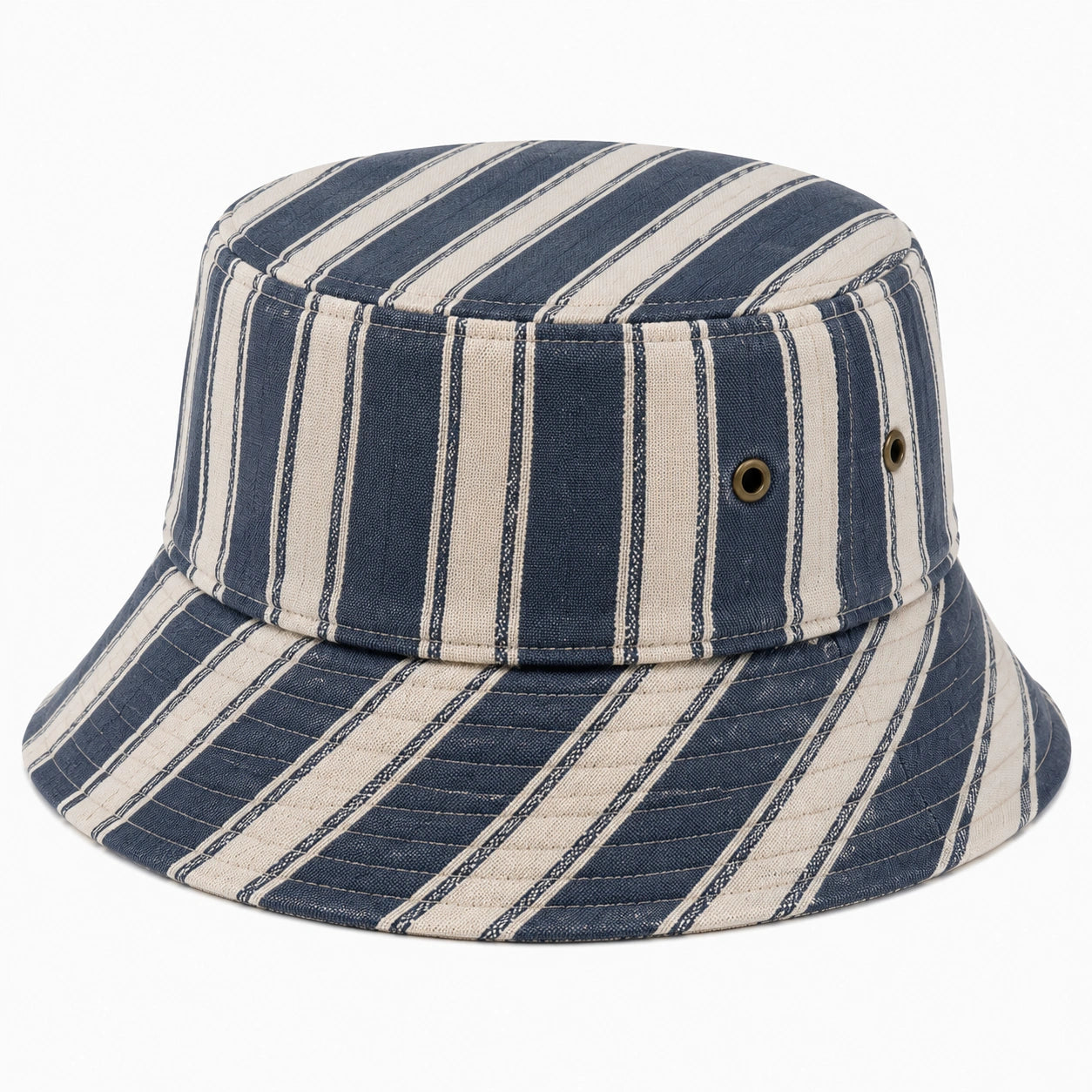 Chapeau bob taille unique en coton bleu marine et écru à rayures pour usage quotidien