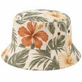 Chapeau bob taille unique en tissu à motif floral tropical beige vert orange