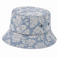 Chapeau bob taille unique en tissu bleu ciel et blanc à motif floral avec œillets respirants