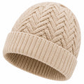 Bonnet taille unique en maille beige à revers style torsadé