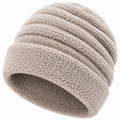 Bonnet taille unique en tissu bouclé beige - style chaud décontracté
