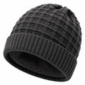 Bonnet taille unique en maille gris anthracite doublé - style torsadé chaud