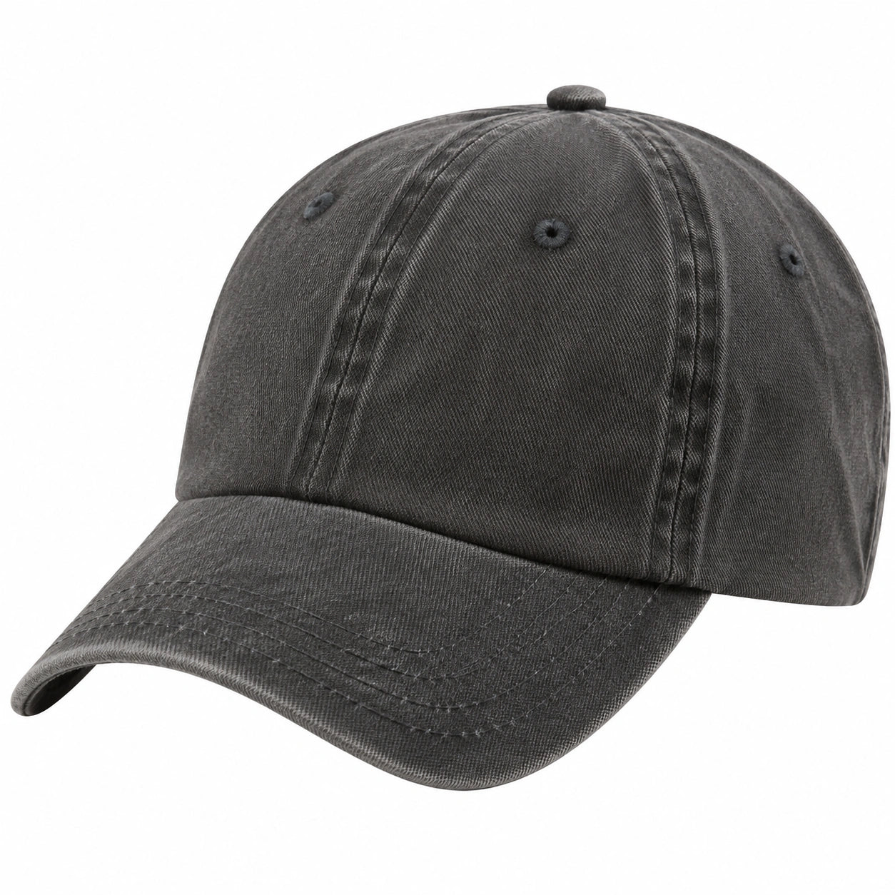 Casquette de baseball taille unique en coton noir délavé à visière courbée