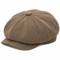 Casquette gavroche taille unique en tissu marron à chevrons - style vintage