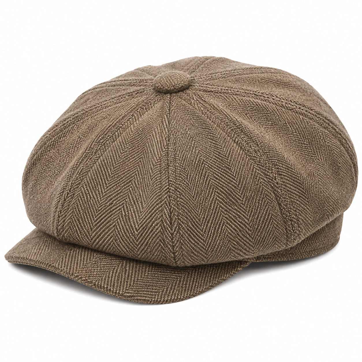 Casquette gavroche taille unique en tissu marron à chevrons - style vintage