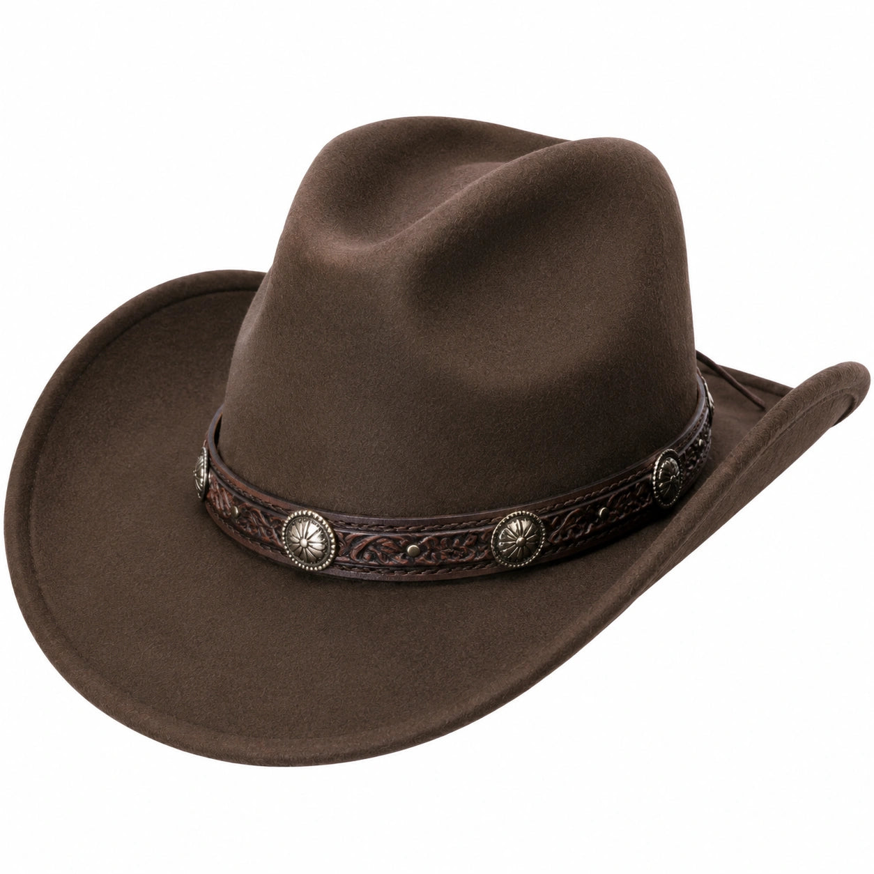 Chapeau cowboy taille unique en feutre marron avec bandeau décoratif style western