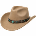 Chapeau cowboy taille unique en textile beige à bande décorative style western