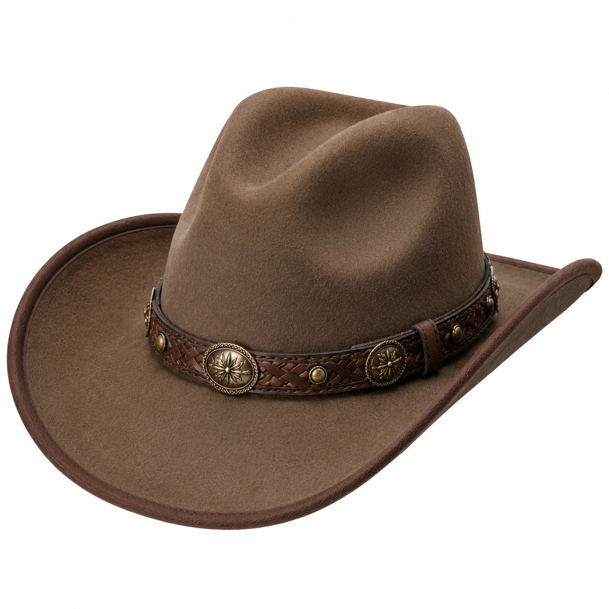 Chapeau cowboy taille unique en feutre brun avec bande décorative style western