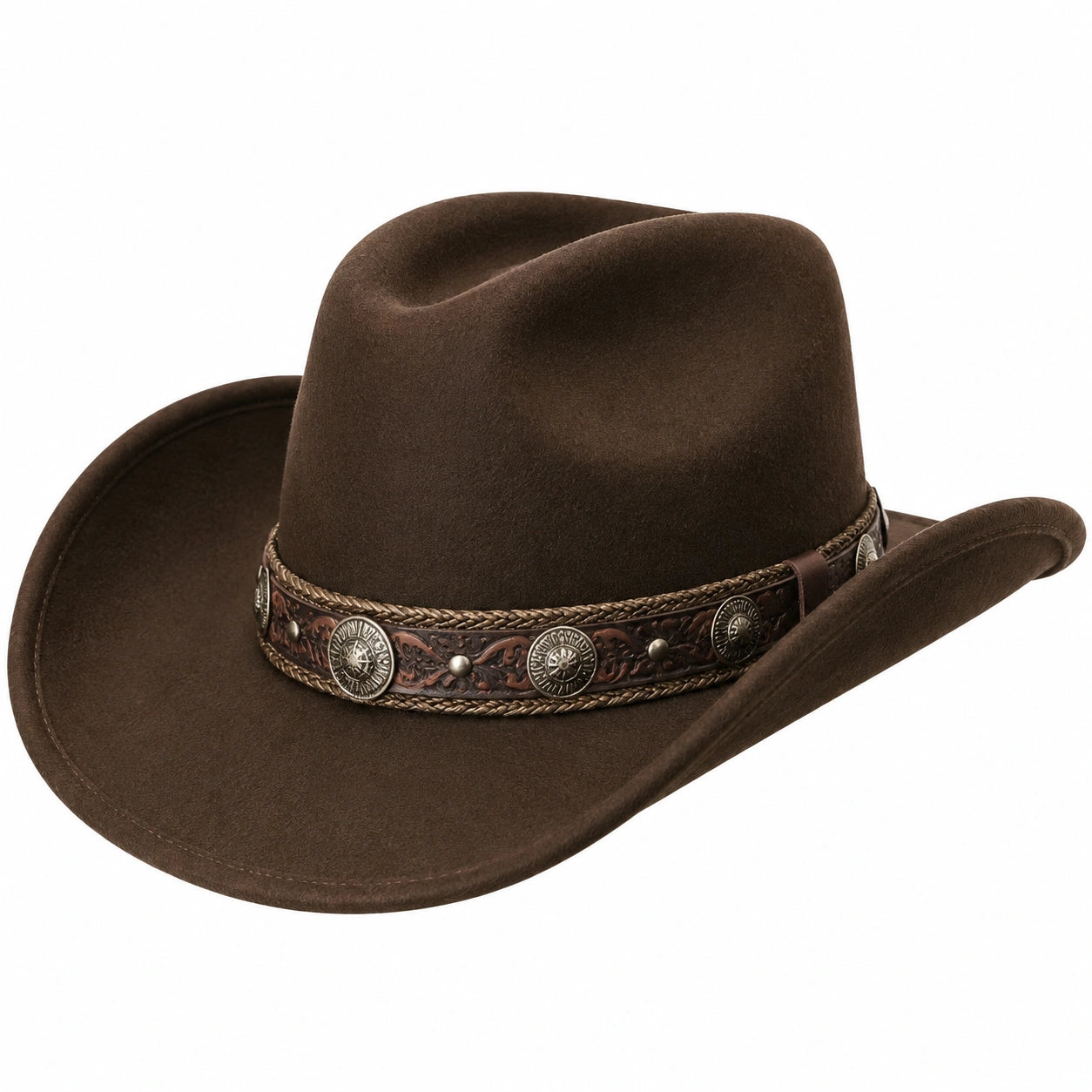 Chapeau cowboy taille unique marron aspect feutré style western