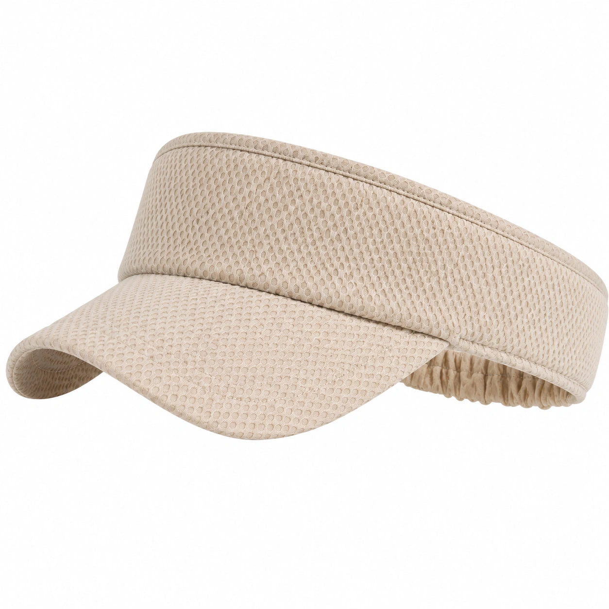 Visière taille unique en textile beige ajustable pour protection solaire